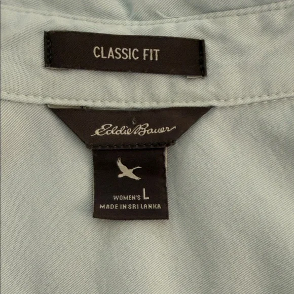 Eddie Bauer Light Blue Button Up Shirt Women’s L Tencel Rayon Soft Casual - Picture 8 of 11